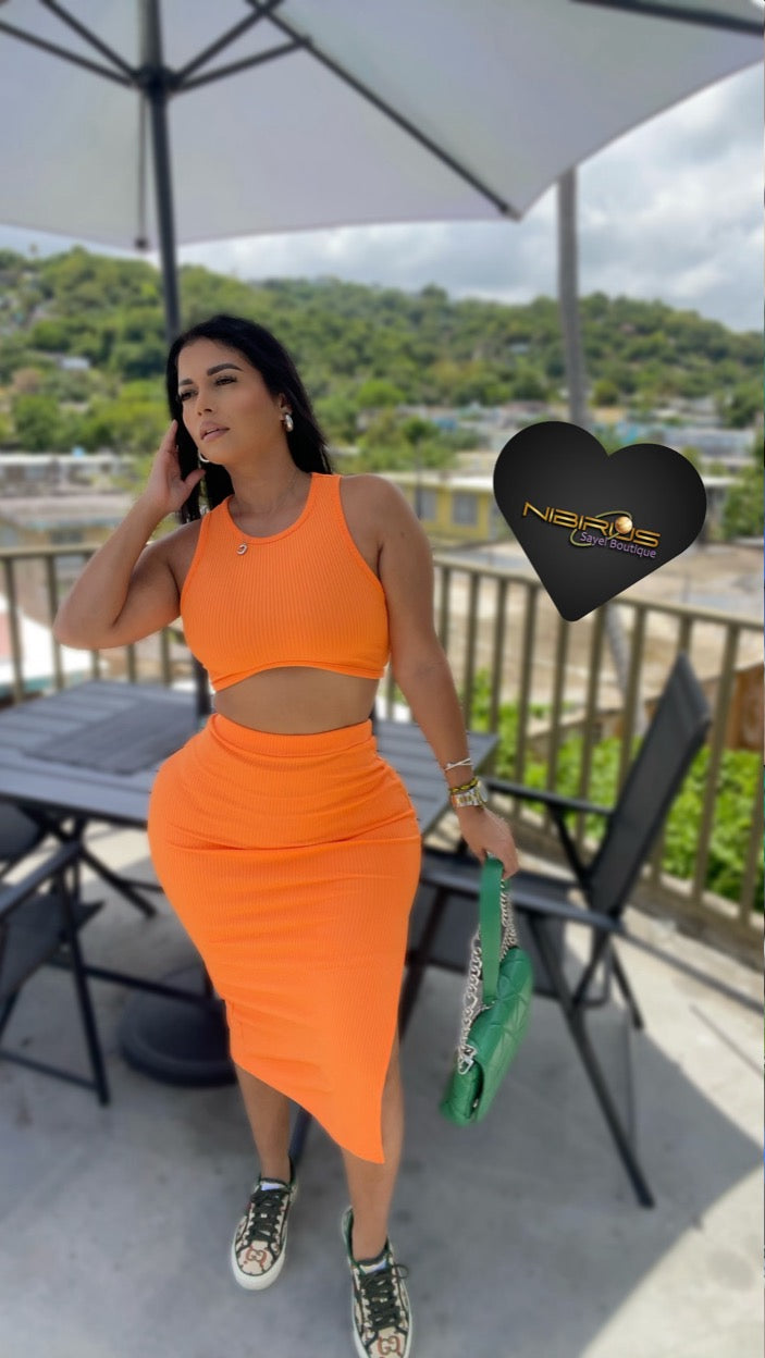 Orange Skirt Set