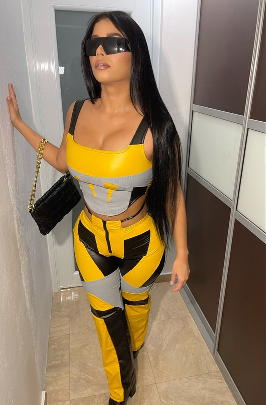 Leather Yellow Set